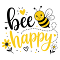 Be Happy Girl Bee Design DTF Transfer