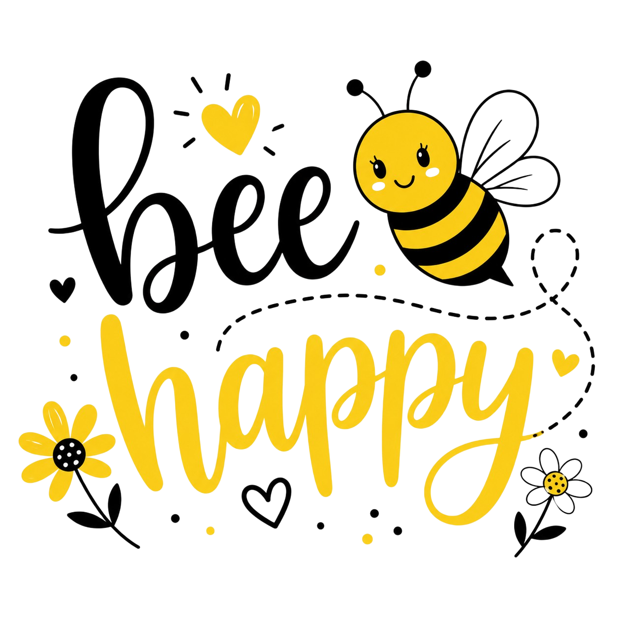 Be Happy Girl Bee Design DTF Transfer